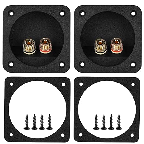 Bluecell 1-Pair 3.1’’ DIY Square 2-Way Speaker Box Double Binding Post Cup Terminal Cup Connector Subwoofer Plug