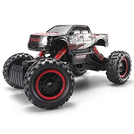 Goolsky 1/14 Scale 4WD Rock Crawler Electric Offroad RC Truck 2.4Ghz High Speed Remote Controlled Car with LED Lights