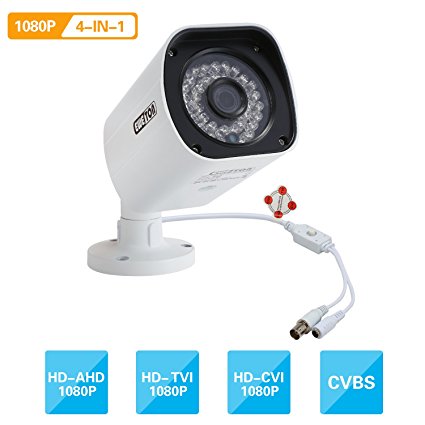 EWETON 1080P Bullet Security Camera, HD Hybrid 4-in-1 TVI/CVI/AHD/960H Waterproof Indoor/Outdoor Surveillance Camera 2.0MP 1920x1080, 36 LED 115ft Night Vision 3.6mm Lens UTC OSD