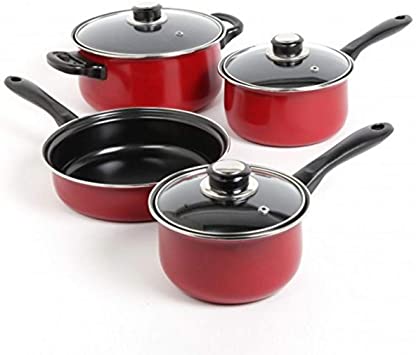 Sunbeam Newbrook Cookware Set, 7-Piece, Red