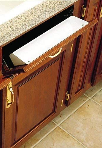 Rev-A-Shelf 6581 Sink Front 14" Tip-Out Tray Standard White 14-1/4"W x 2-1/8"D x 3"H (1 Pack Soft Close Bundle)