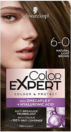 Schwarzkopf Color Expert Light Brown Hair Dye Permanent, Up to 100% Grey Hair Coverage & Protect with Omegaplex - 6-0 Natural Light Brown