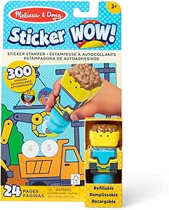 Melissa & Doug Sticker Wow!™ 24-Page Activity Pad and Sticker Stamper, 300 Stickers, Arts and Crafts Fidget Toy Collectible Character – Bulldozer