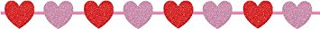 Creative Converting Glitter Heart Ribbon Garland, 12' Long