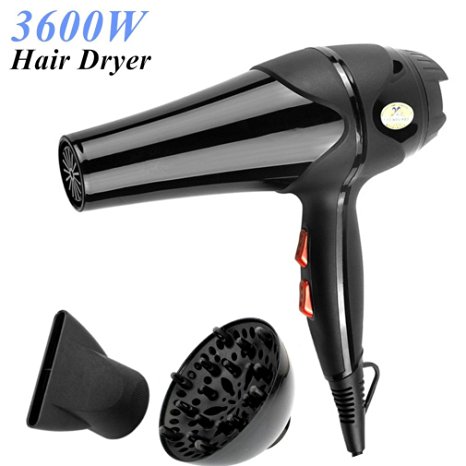 REBUNE110V 3600W Hair Dryer High-Power Hot/Cold Wind Pro 5 Free Nozzles Styling Tools Salons Hair Drier For Home&Salon