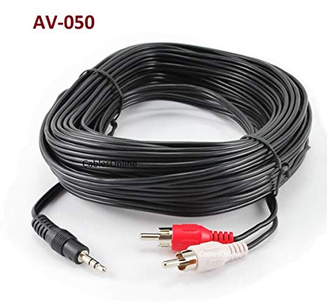 CablesOnline 50ft 3.5mm Stereo Plug to 2-RCA Male Audio Cable (AV-050)