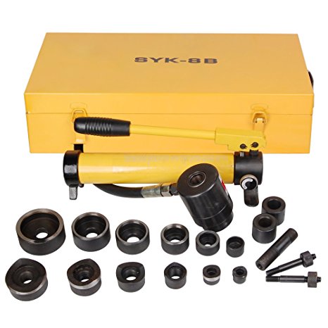 Yescom 10 Ton Hydraulic Knockout Punch Hole Driver Kit Complete Tool Set with 6 Dies