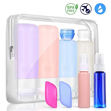 Travel Bottles 10 Pack TSA Approved, OTAO Travel Bottle Set 3oz Leak Proof Silicone Refillable Travel Cosmetic and Toiletries Containers, Squeezable Travel Tubes for Business Trip or Personal Travel