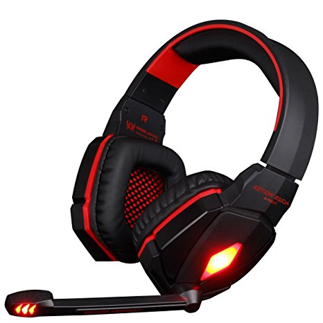 VersionTech KOTION EACH G4000 Professional 3.5mm PC Gaming Stereo Noise Isolating Headset Headphone Earphones with Volume Control Microphone HiFi Driver For Desktop Computer - Red & Black