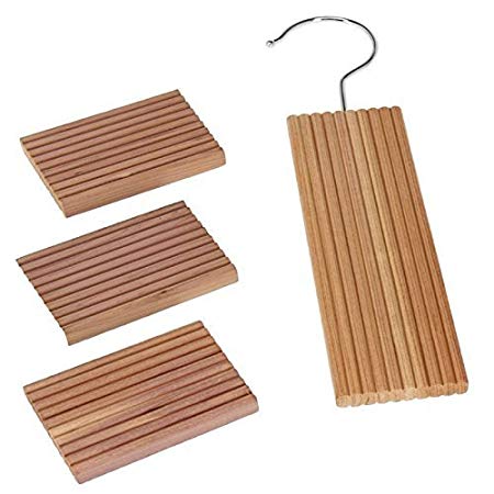 Huji Natural Cedar Wood and Moth Mildew Repellent Blocks and Protects Clothes (ONE Set, Cedar Hanger and Blocks)