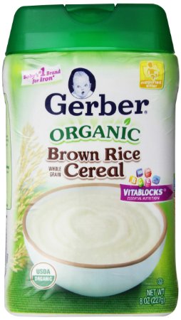 Gerber Organic Brown Rice Baby Cereal, 8 Ounce (Pack of 6)