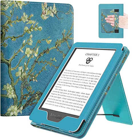 MoKo Case Fits All-New 6" Kindle (11th Generation, 2022 Release)/ Kindle (10th Gen,2019)/Kindle (8th Gen, 2016), Ultra Lightweight PU Shell Cover with Auto Wake/Sleep for Kindle 2022, Almond Blossom