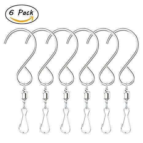 Swivel Hooks - Alamic Swivel Hooks Clips for Wind Chimes Hanging Plants Wind Spinners Crystal Twisters Pots Birdcage Party Ornaments Hooks - Pack of 6