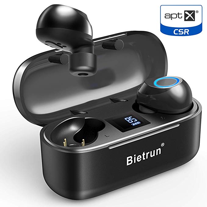 Bietrun Wireless Earbuds - Qualcomm 5.0 Auto Pairing Bluetooth Headphones, True Wireless Ear Buds with 30 Hours Playtime, No Delay Stereo Sound,IPX 7 Waterproof and Built-in Mic.