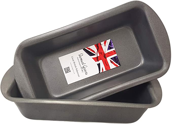 2Lb Loaf Tin Twin Pack Superior Double Coated Non Stick Bread Pan Tray Set PFOA Free Made in England