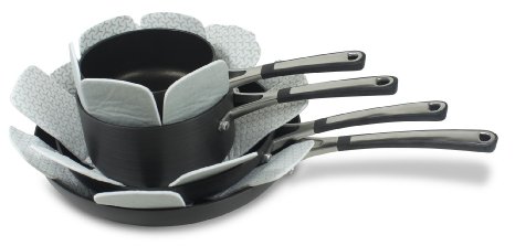 Pan and Pot Protectors - Set of 3 - Gray - 16 Inches Long - Perfect for Non Stick Pans Stainless Steel Cast Iron Stoneware Skillets to Avoid Scratching