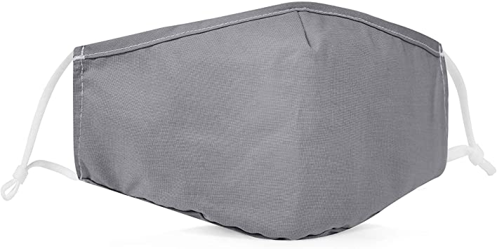 Fabric Face Mask Washable with Carbon Filter PM2.5 - Reusable Cloth Face Mask - Grey [Single Pack]