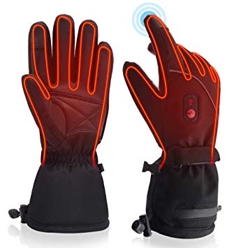 QILOVE Winter Warm Electric Heated Gloves Rechargeable Battery Powered Men Women Snow Gloves Cold Weather Gloves Liners Hunting Skiing Waterproof Touch-Screen