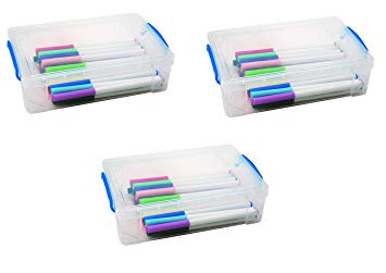 Super Stacker Large Pencil Box, 9" x 5.5" x 2.63", Clear, Sold as 3 Pack (37539)