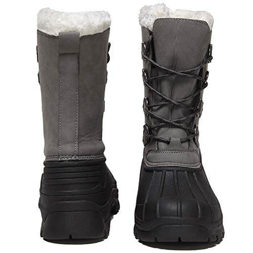 Owarrla Winter Snow Boots Waterproof Men's Anti-Slip Warm Fur Winter Boots Lace-up Shoes for Outdoor Indoor