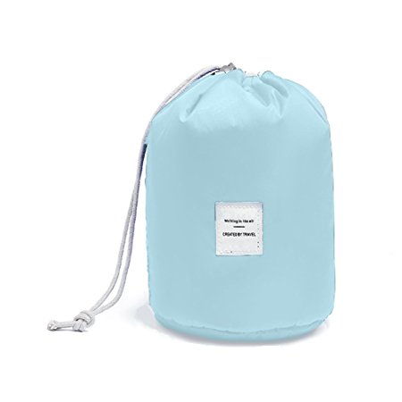 Huluwa Toiletry Bag, Multifunctional Bucket Cosmetic Bag, Waterproof Travel Makeup Pouch, Large Capacity Toiletry Organizer Storage Drawstring Bag, Light Blue