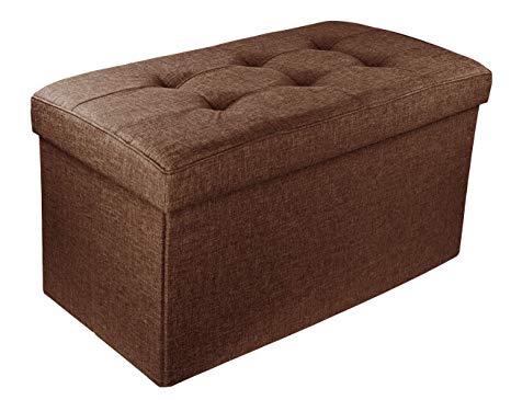 Red Co. Upholstered Folding Storage Ottoman with Padded Seat, 30" x 16" x 16" - Coffee