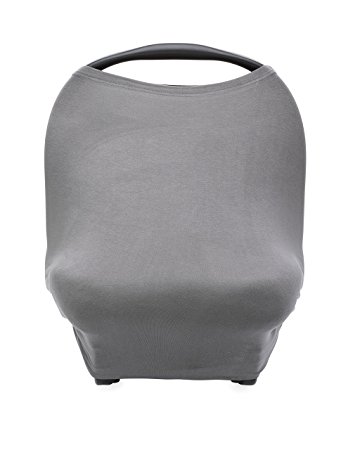 The Good Baby 4 in 1 Car Seat Cover for Girls and Boys - Stretchy Carseat Canopy, Nursing Cover, Grocery Cart Cover, Infinity Scarf - Grey
