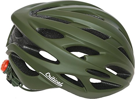 Critical Cycles Silas Bike Helmet with LED Safety Light Adjustable Dial and 24 vents