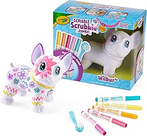 Crayola Scribble Scrubbie Jumbo Pet - Wilbur (6in), Customizable Dog Toy for Kids, Arts & Crafts, Stocking Stuffer, 3