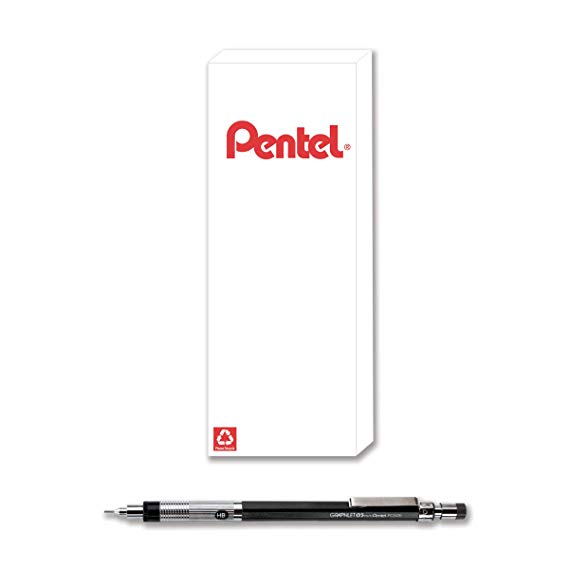 Pentel Graphlet Mechanical Pencil, 0.5mm, Black Cap, Box of 12 (PG505AD)