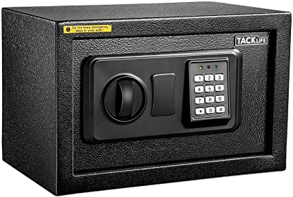 TACKLIFE-Small Safe Box 0.3&nbsp;Cubic Feet Lock Boxes Portable with Keypad Lock and Keys for Home Office Hotel Business Money Safe Cash Jewelry Passport Gun Security-20SA