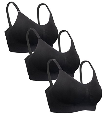 iLoveSIA 3PACK Women's Seamless Wirefree Comfortable Everyday Bra Bralette