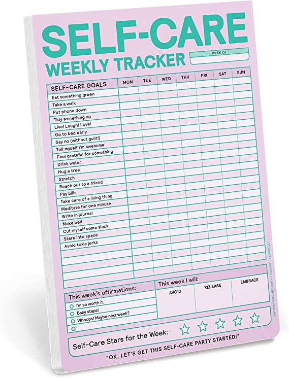Knock Knock Self-Care Weekly Tracker Pad, Step-by-Step Self-Care Checklist Note Pad (Pastel Version), 6 x 9-inches