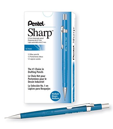 Pentel Sharp Automatic Pencil, 0.7mm Lead Size, Blue Barrel, Box of 12 (P207C)