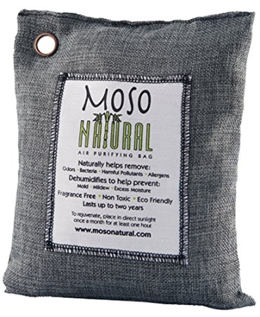 Moso Natural Air Purifying Bag Bamboo Charcoal Room Deodoriser & Dehumidifier 500 Gram (Grey)
