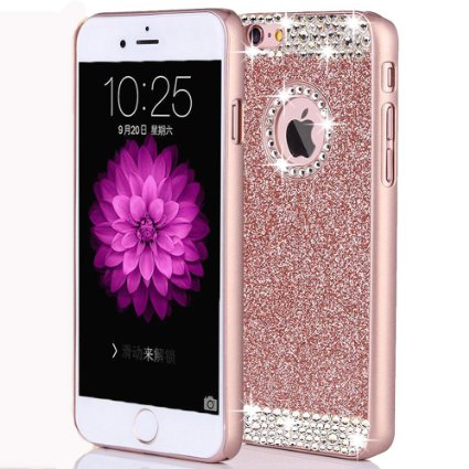 iphone 7 Plus Case,ARSUE (TM) Luxury Hybrid Beauty Crystal Rhinestone With Gold Sparkle Glitter PC Hard Protective Diamond Case Cover For iphone 7 Plus [5.5inch] (Rose Gold / Bling)