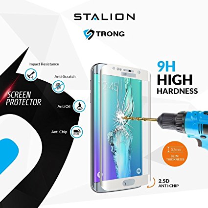 Samsung Galaxy S7 Edge Screen Protector by FusionTech® [Tempered Glass ] Premium Quality Anti-Scratch Bubble-Free Reduce Fingerprint No Rainbow Washable Glass Screen Protector Easy Install Product [1-Pack, Comes with Fiber Nib Stylus Pen] (S7 edge Silver)
