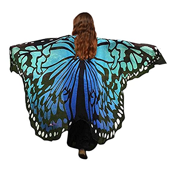 HITOP Women Soft Chiffon Halloween Party Butterfly Wings Shawl Festival Wear Dress Up Cape