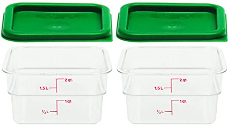 Cambro Set of 2 Clear Square Food Storage Containers with Lids, 2 Quart (2 quart, set of 2)