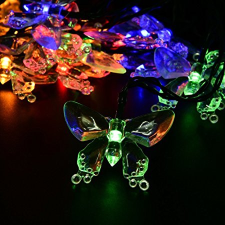 Deckey Butterfly Solar String Lights Decorative Light Multi-color 20 Led for Xmas Tree, Garden, Lawn, Patio, Wedding, Party, Bedroom, Outdoor Decoration