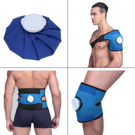 Koo-Care Pain Relief Hot Cold Therapy Reusable Ice Bag Pack & Wrap for Head, Shoulder, Back, Knee etc.(9", Dark Blue)