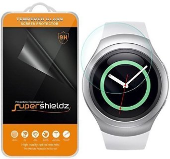 Samsung Gear S2 Tempered Glass Screen Protector Supershieldz Ballistics Glass 03mm 9H Hardness Anti-Scratch Anti-Fingerprint Bubble Free -Crystal Clear - Retail Packaging