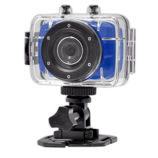 Gear-Pro High-Definition Sport Action Camera,720p Wide-Angle Camcorder With 2.0 Touch Screen - SD Card Slot, USB Plug And Mic - All Mounting Gear Included - For Biking, Riding, Racing, Skiing And Water Sports, Etc. - BLUE