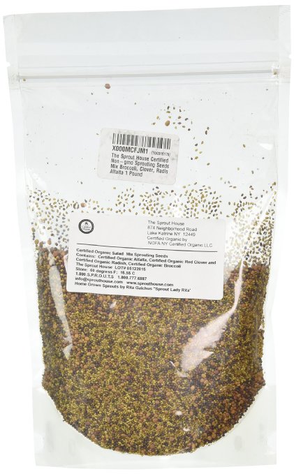 The Sprout House Certified Organic Non-gmo Sprouting Seeds Salad Mix Broccoli Clover Radish Alfalfa 1 Pound