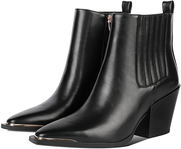 WETKISS Ankle Boots Chelsea Boots for Women, with Chunky Stacked Heel, Pointed Toe and Side Zipper Closure Design