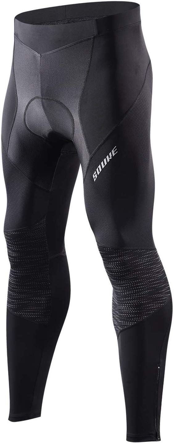 Souke Sports Men's Bicycle Pants, 4D Padded Road Bike Tights, Breathable Cycling Long Leggings for Fall Spring