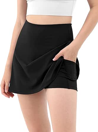 ODODOS Women's Athletic Tennis Skorts with Pockets Built-in Shorts Golf Active Skirts for Sports Running Gym Training