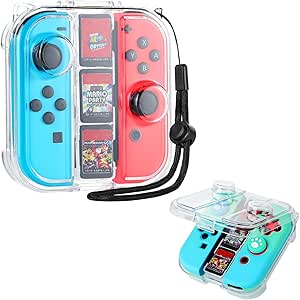 MoKo Mini Switch Joy-con Storage Case w/ 3 Game Slot, Dust-Proof Portable Protective Box Compatible with Nintendo Switch/OLED Joy-con, Travel Case with Secure Snap Closure & 1x Lanyard