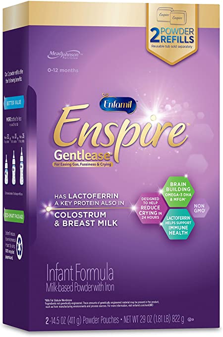 Enfamil Enspire Gentlease Baby Formula Milk Powder Refill, 14.5 Ounce (Pack of 2) - MFGM, Lactoferrin (Found in Colostrum), Omega 3 DHA, Iron, Probiotics, Immune Support