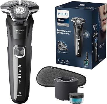 Philips Shaver Series 5000 - Wet & Dry Mens Electric Shaver with SkinIQ Technology, Pop-up Trimmer, Travel Case, Quick Clean Pod and Quick Clean Cartridge (Model S5898/50)